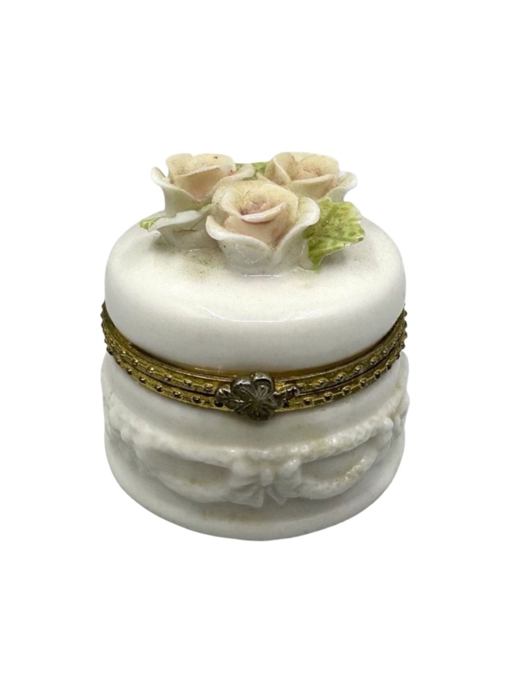 Vintage Floral Porcelain Trinket / Pill Box